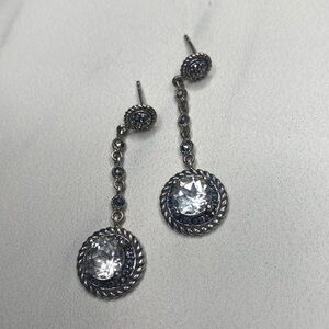 Marcasite & rock crystal‎ sterling silver earrings 925